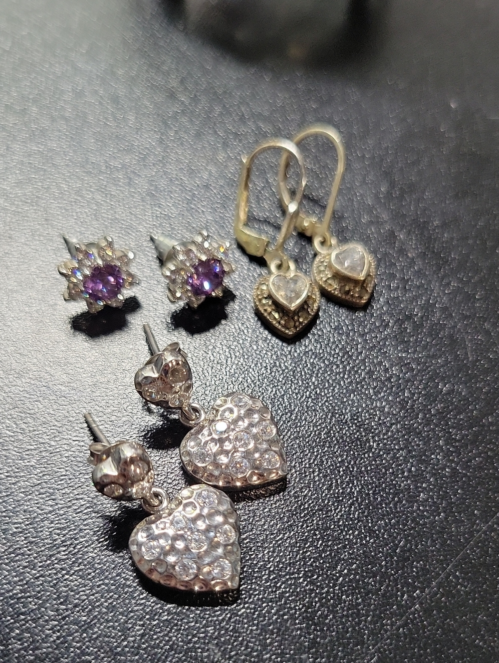 Silver Heart Drop Earring Lot